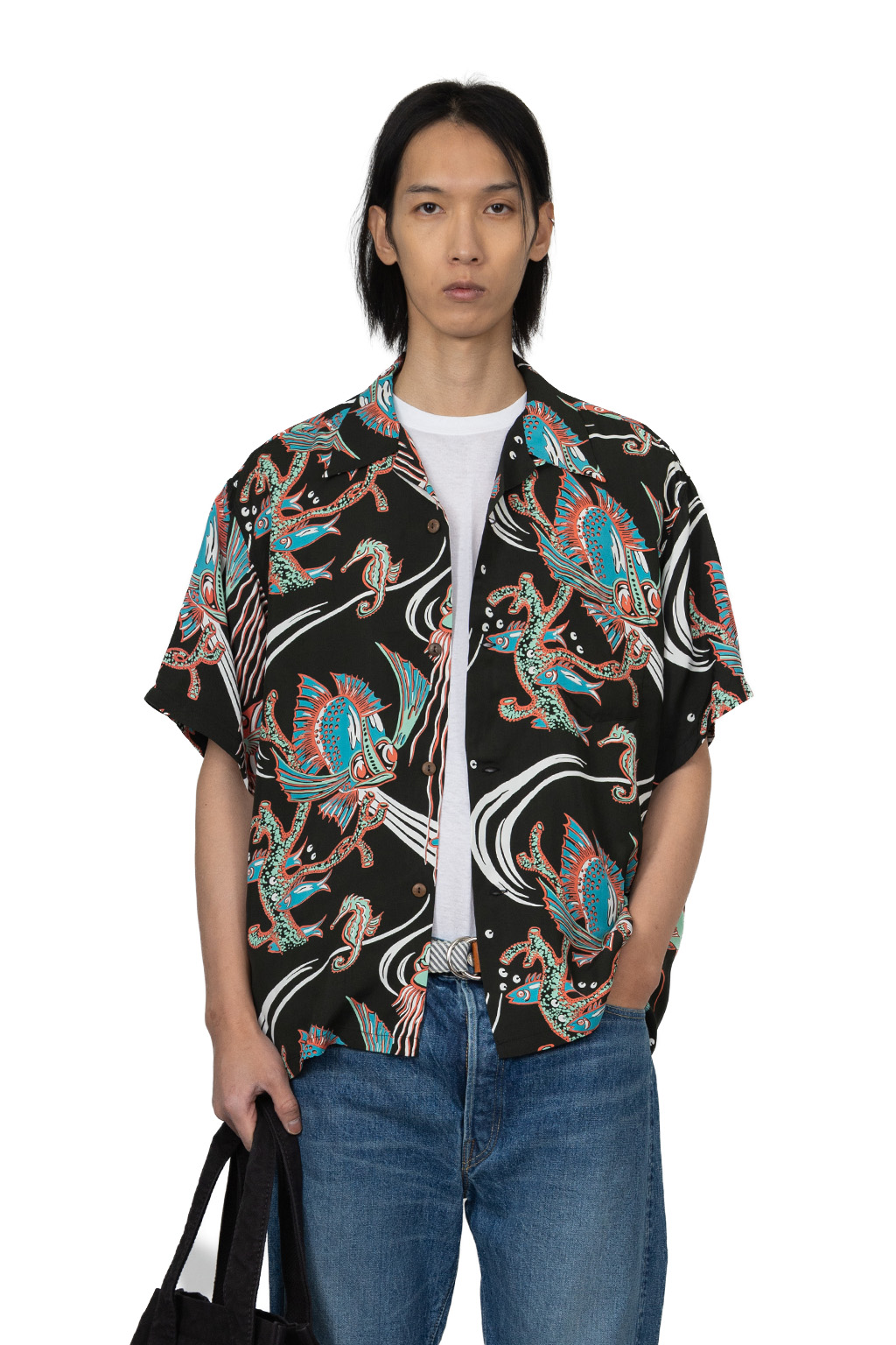 Sun Surf - Rayon Hawaiian Shirt - Bug Eyed Fish Shirt