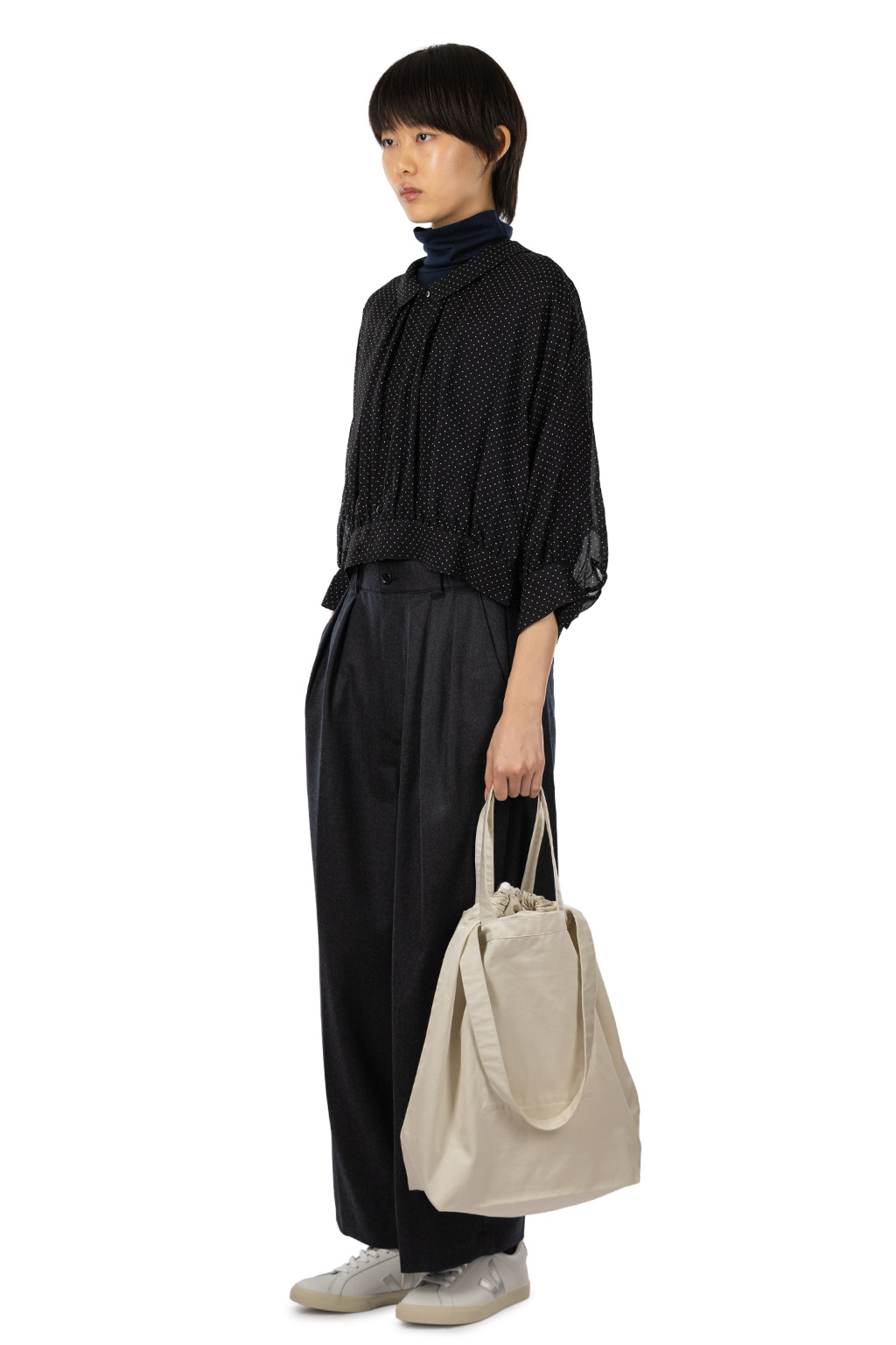 TOUJOURS - Collared Bolero Blouse - Midnight