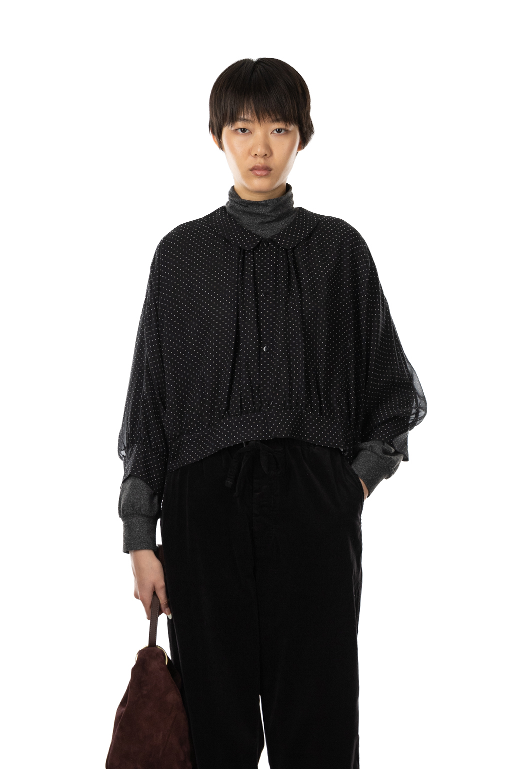 TOUJOURS - Collared Bolero Blouse - Midnight