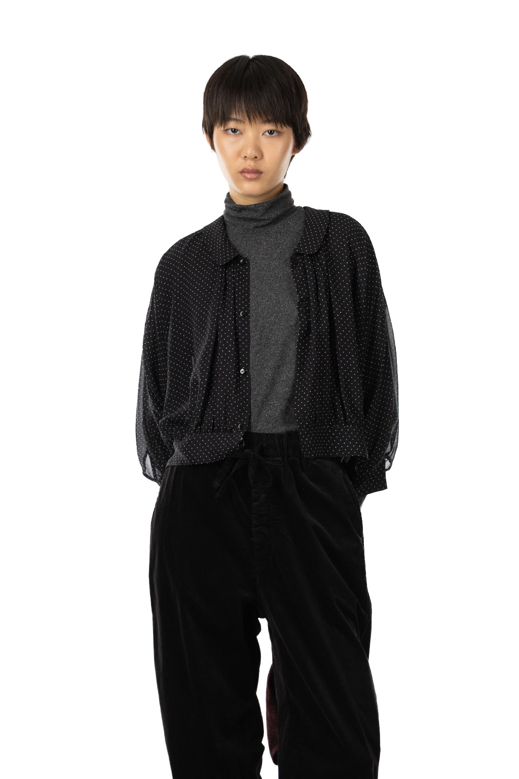 TOUJOURS - Collared Bolero Blouse - Midnight