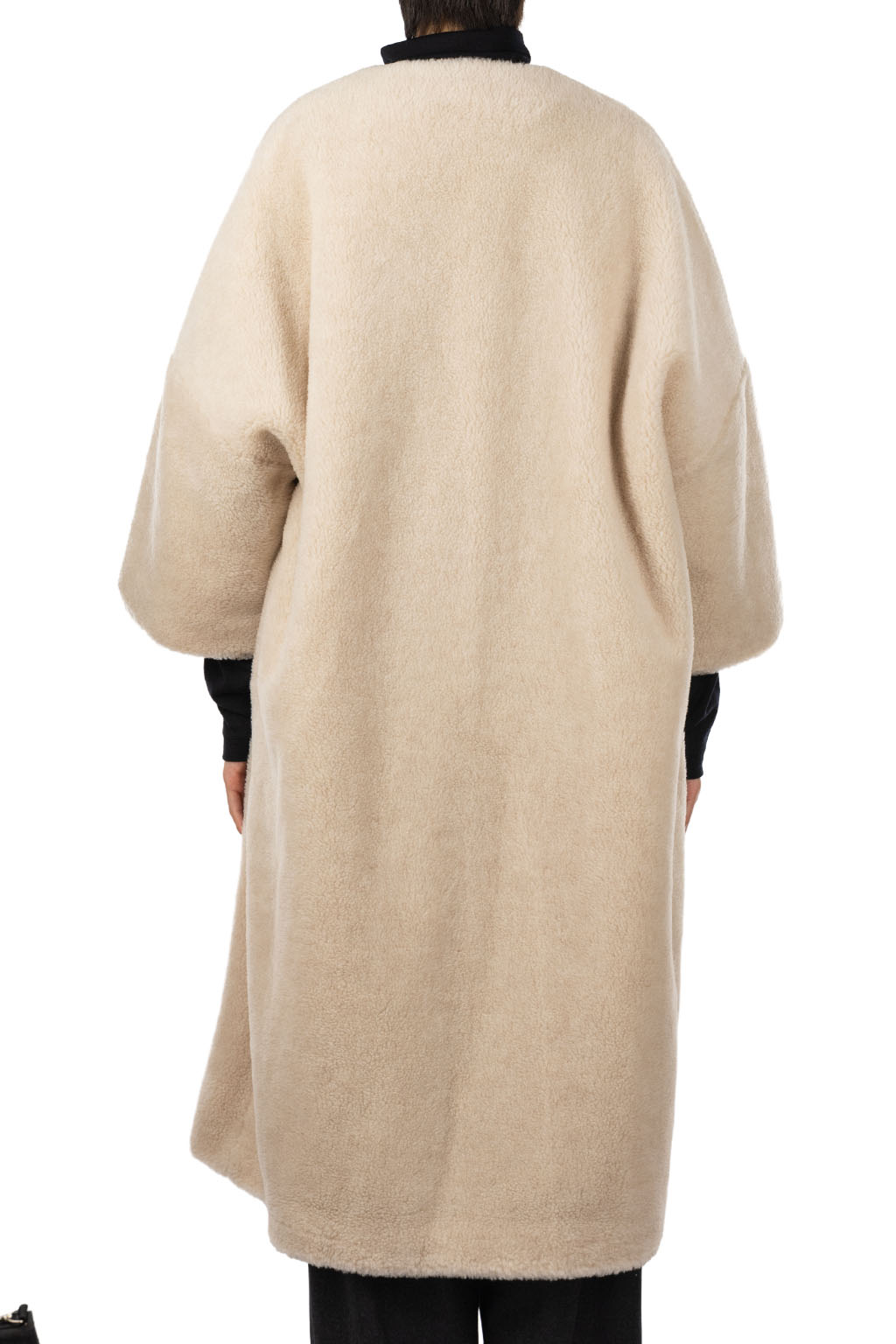 TOUJOURS - Lambwiik Siulk Furry Boa Cloth Evening Coat - Oatmeal
