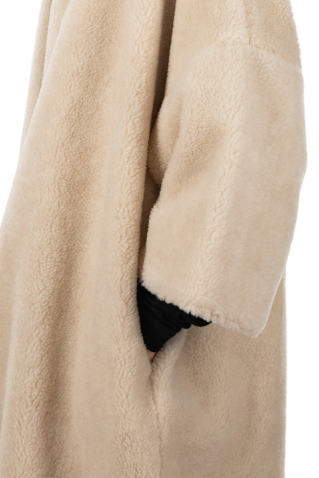 TOUJOURS - Lambwiik Siulk Furry Boa Cloth Evening Coat - Oatmeal
