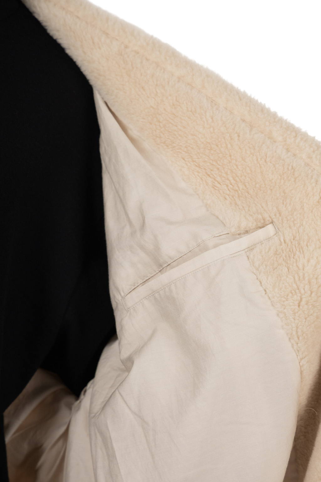 TOUJOURS - Lambwiik Siulk Furry Boa Cloth Evening Coat - Oatmeal