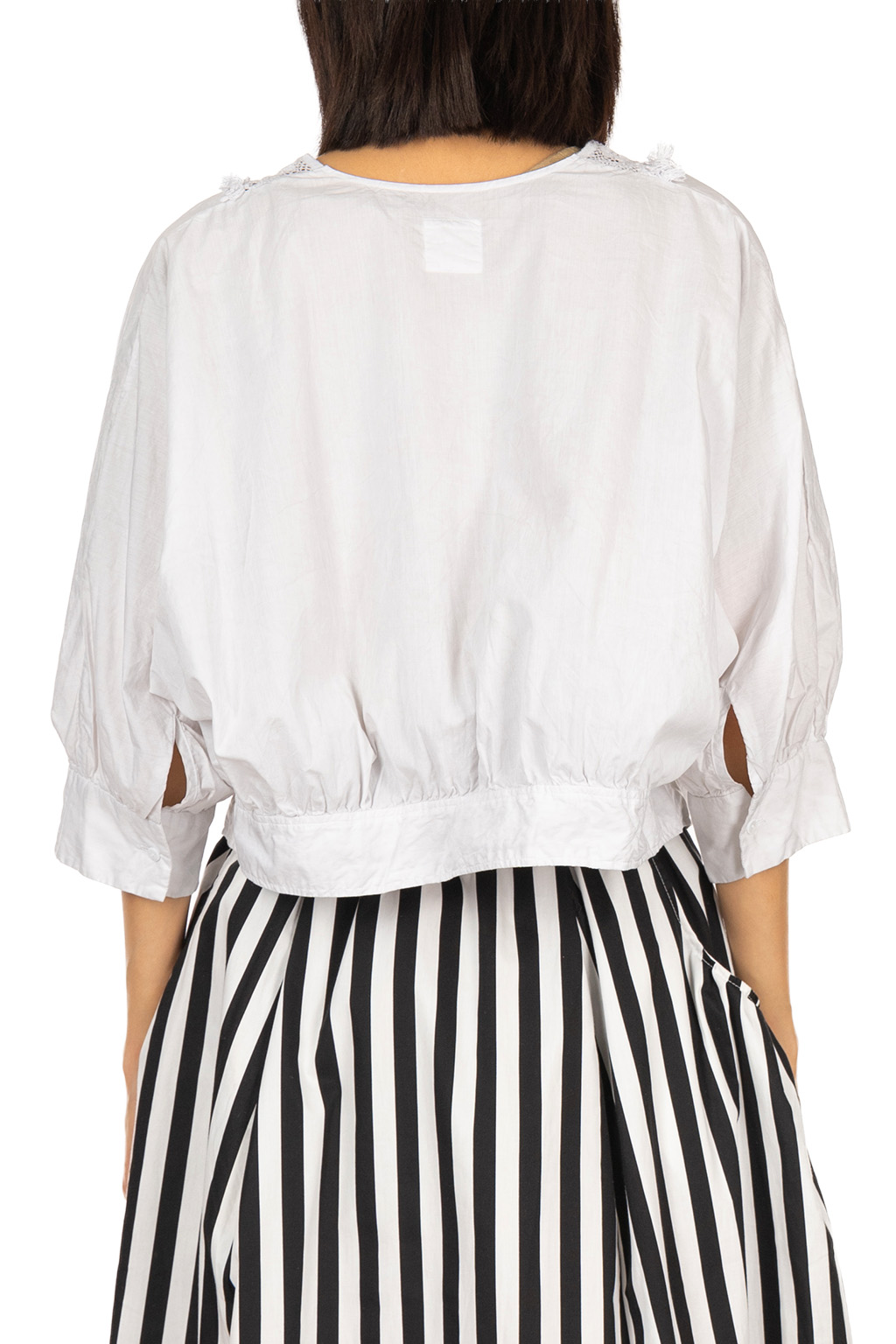 TOUJOURS - Natural Garment Dyed Fringe Lace Bolero Shirt - Light Ink