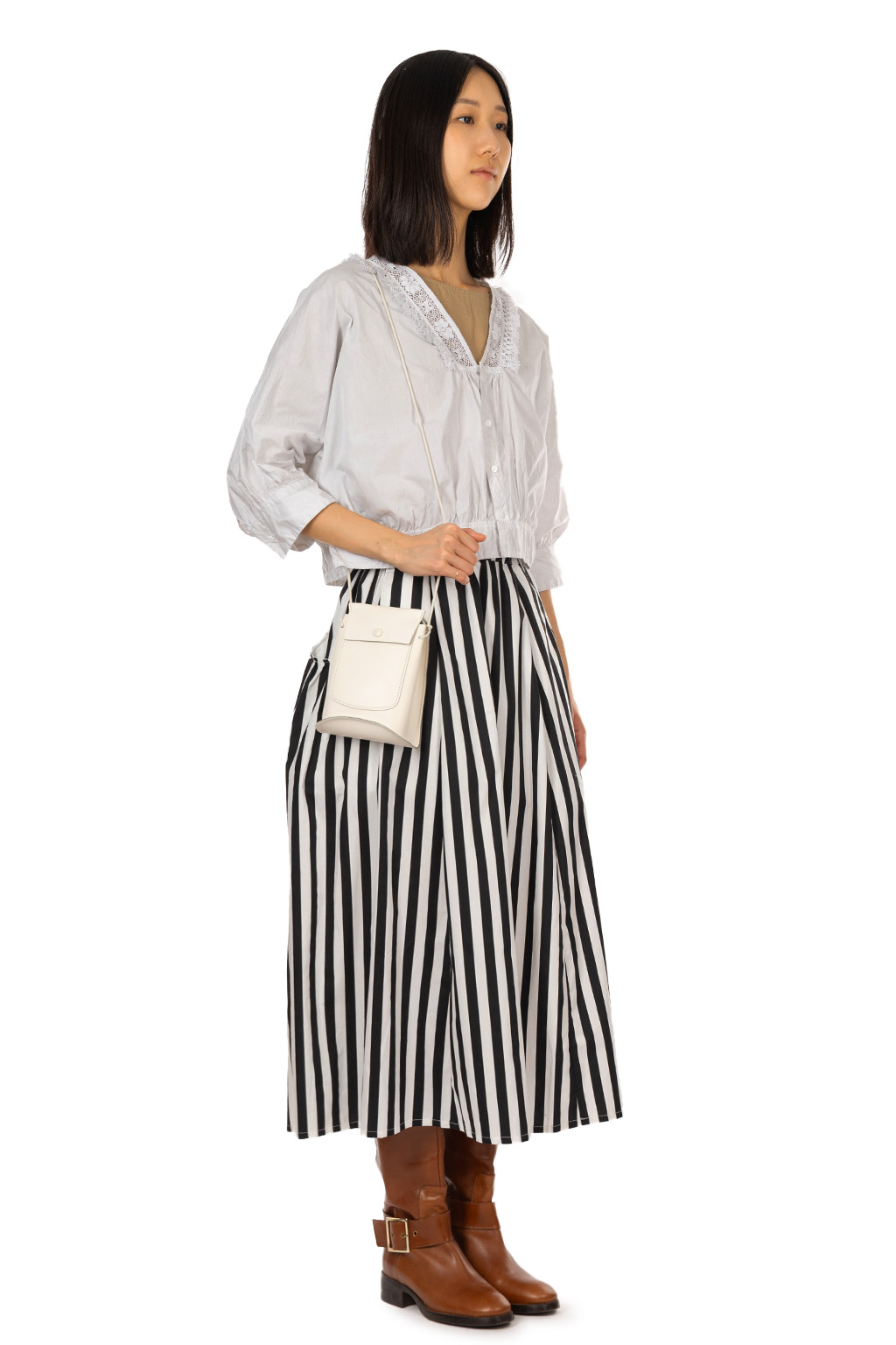 TOUJOURS - Natural Garment Dyed Fringe Lace Bolero Shirt - Light Ink