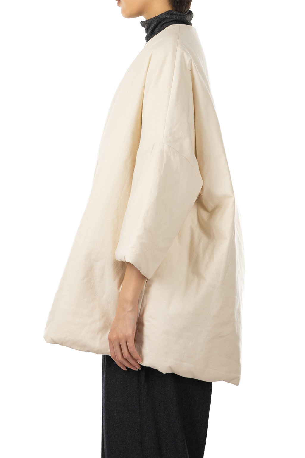 TOUJOURS - Padded Shawl Coat - Natural