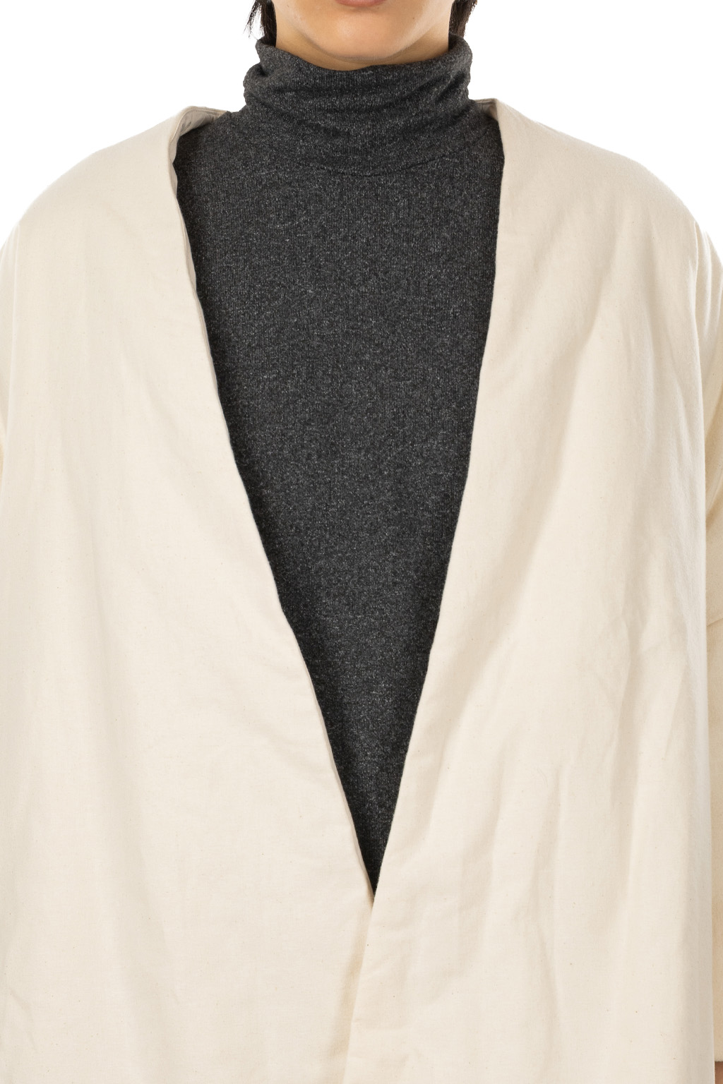 TOUJOURS - Padded Shawl Coat - Natural