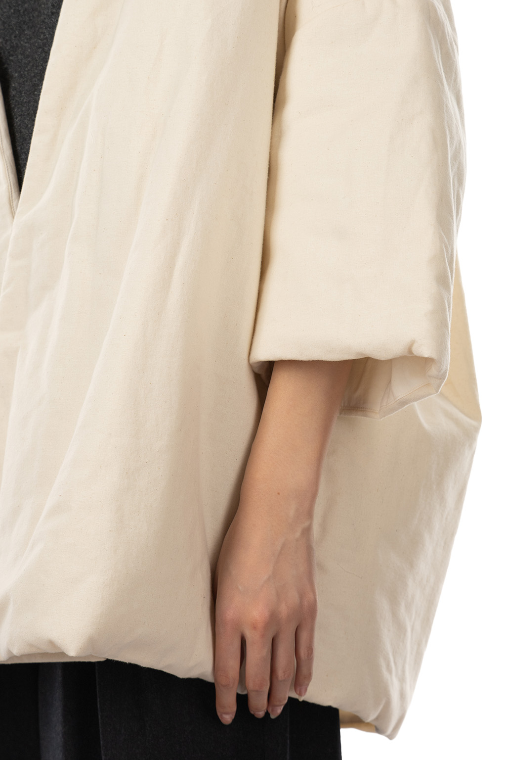 TOUJOURS - Padded Shawl Coat - Natural