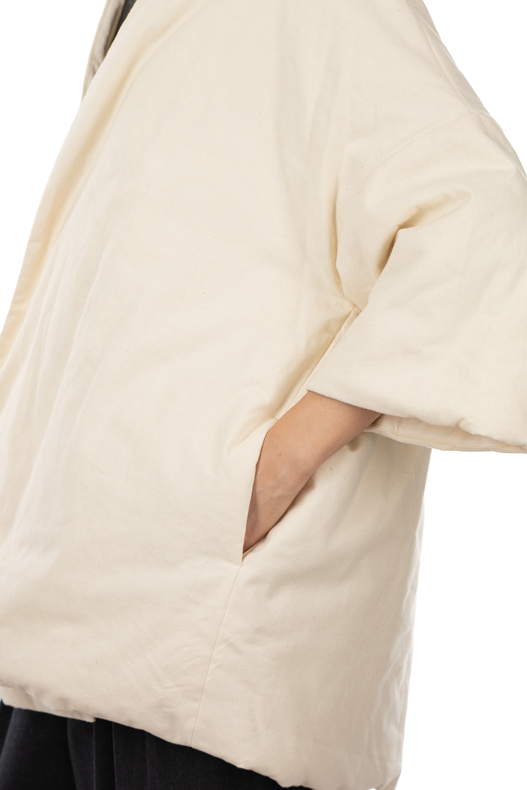 TOUJOURS - Padded Shawl Coat - Natural