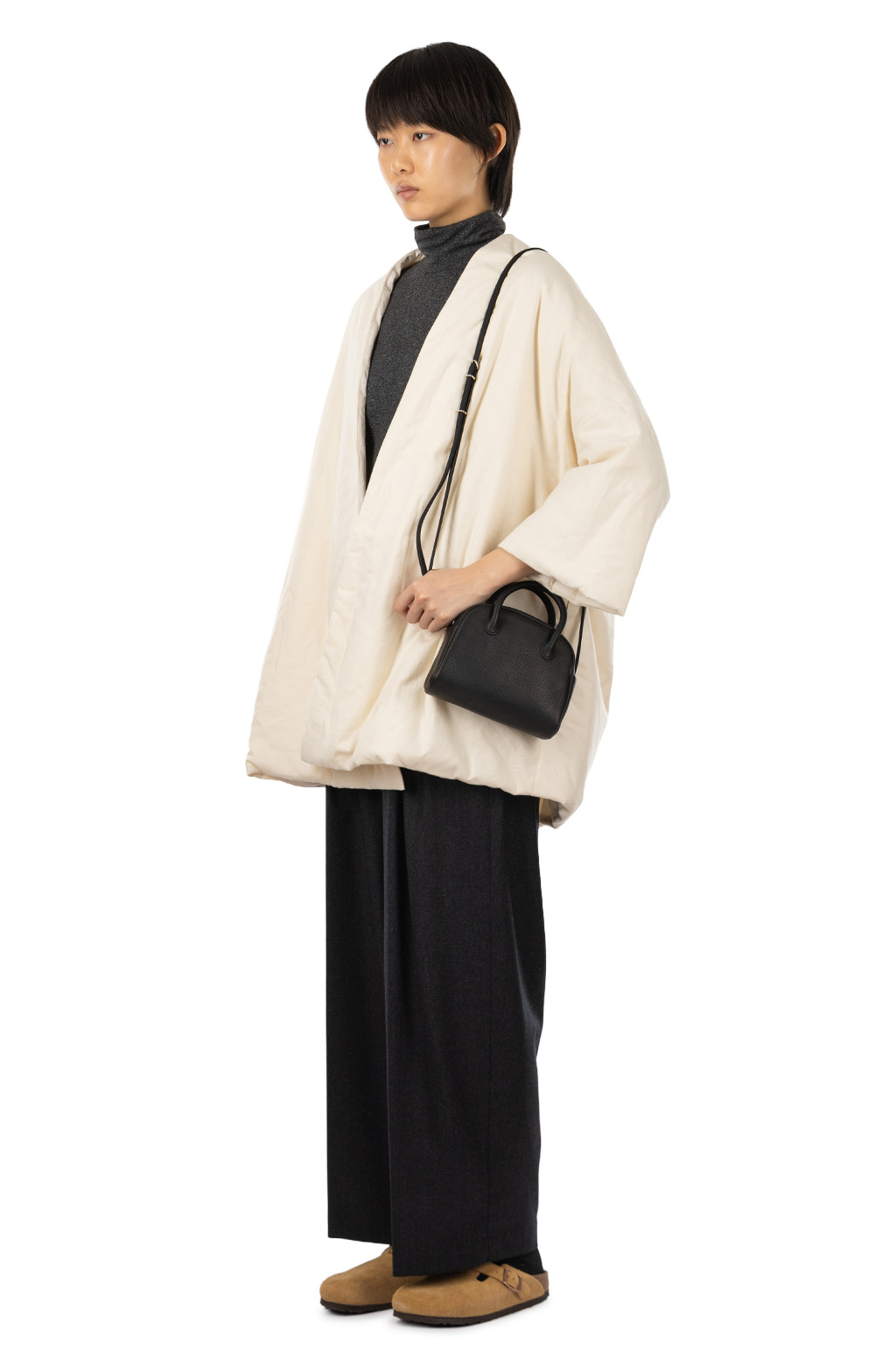 TOUJOURS - Padded Shawl Coat - Natural