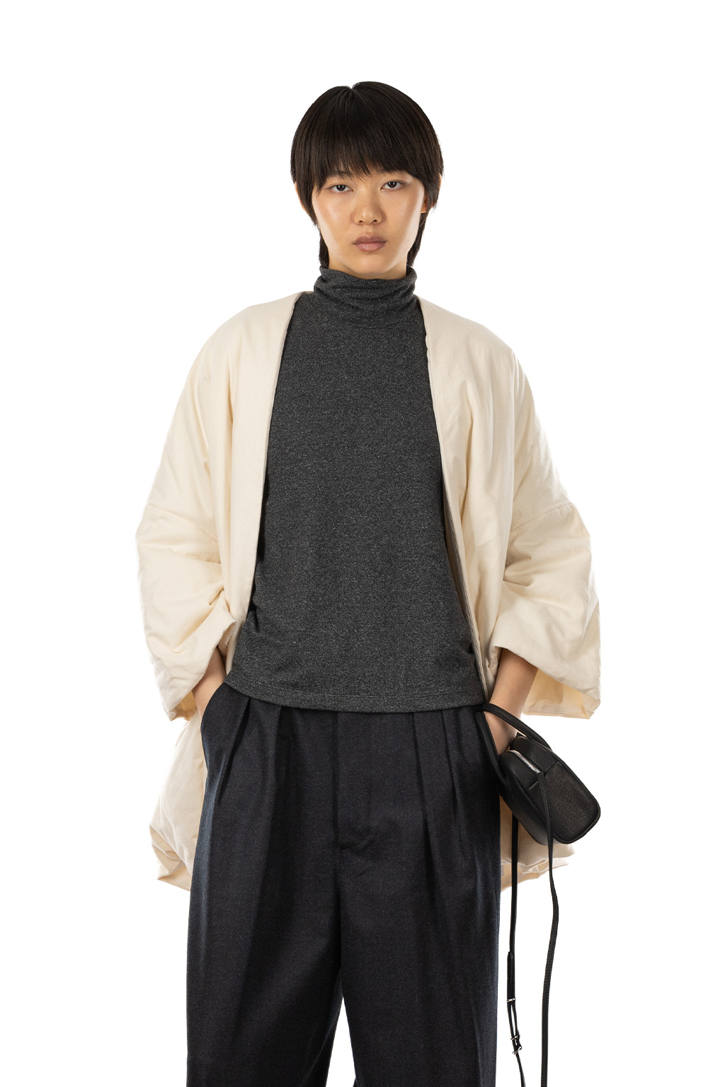 TOUJOURS - Padded Shawl Coat - Natural