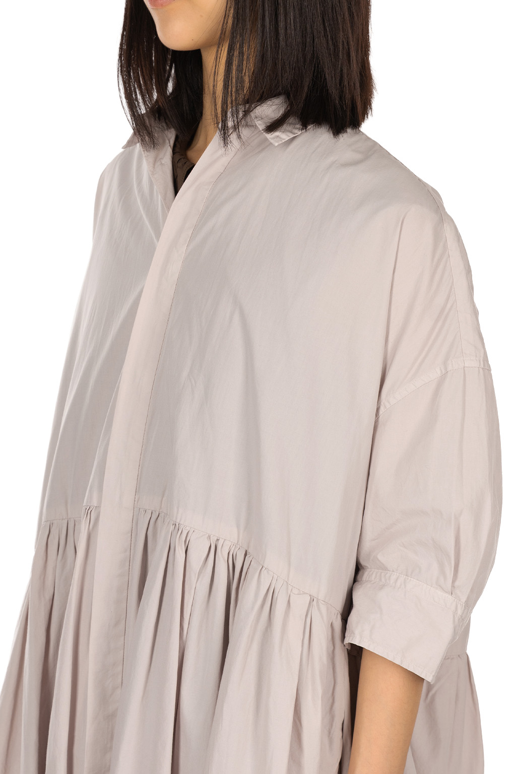 TOUJOURS - Random Pleated Half Sleeve Shirt Dress - Smoke Lilac