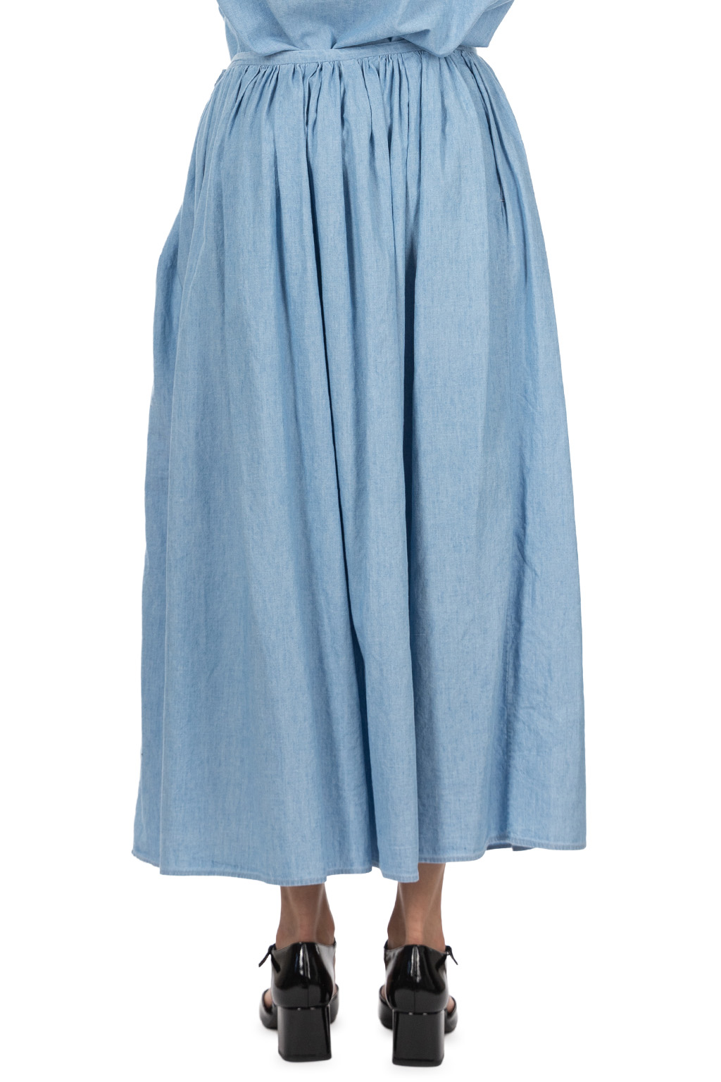 TOUJOURS - Random Pleated Max Skirt - Indigo Blue