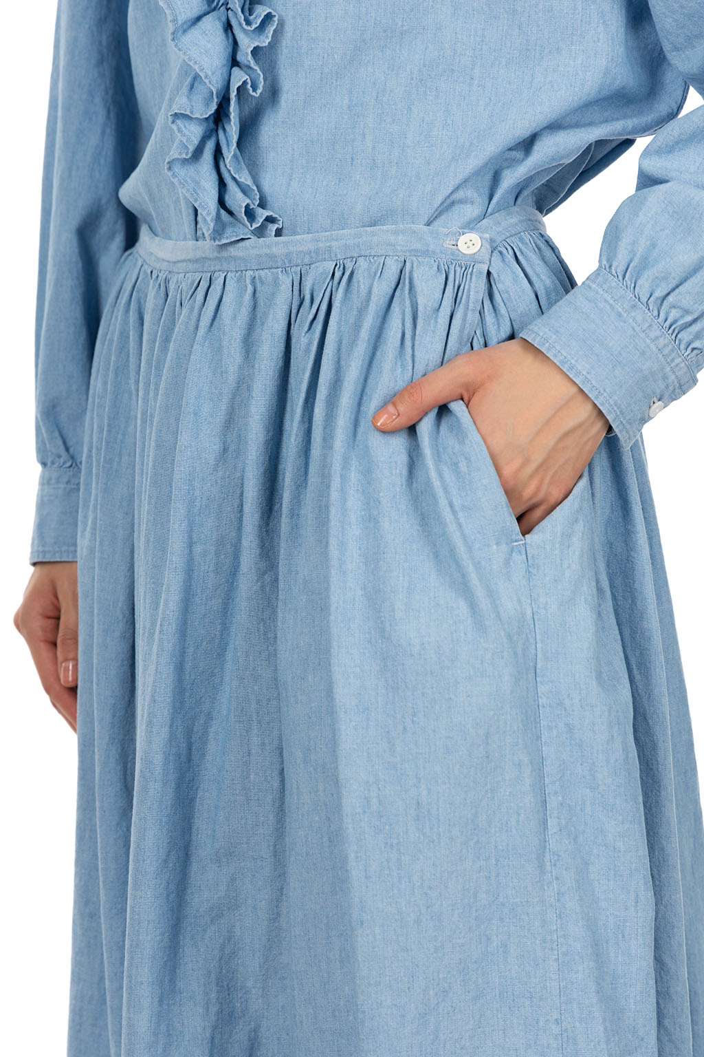 TOUJOURS - Random Pleated Max Skirt - Indigo Blue