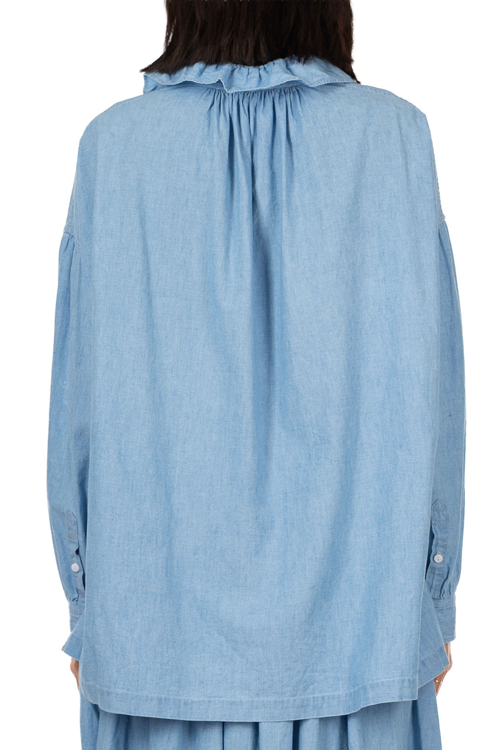 TOUJOURS - Ruffle Shirt - Indigo Blue