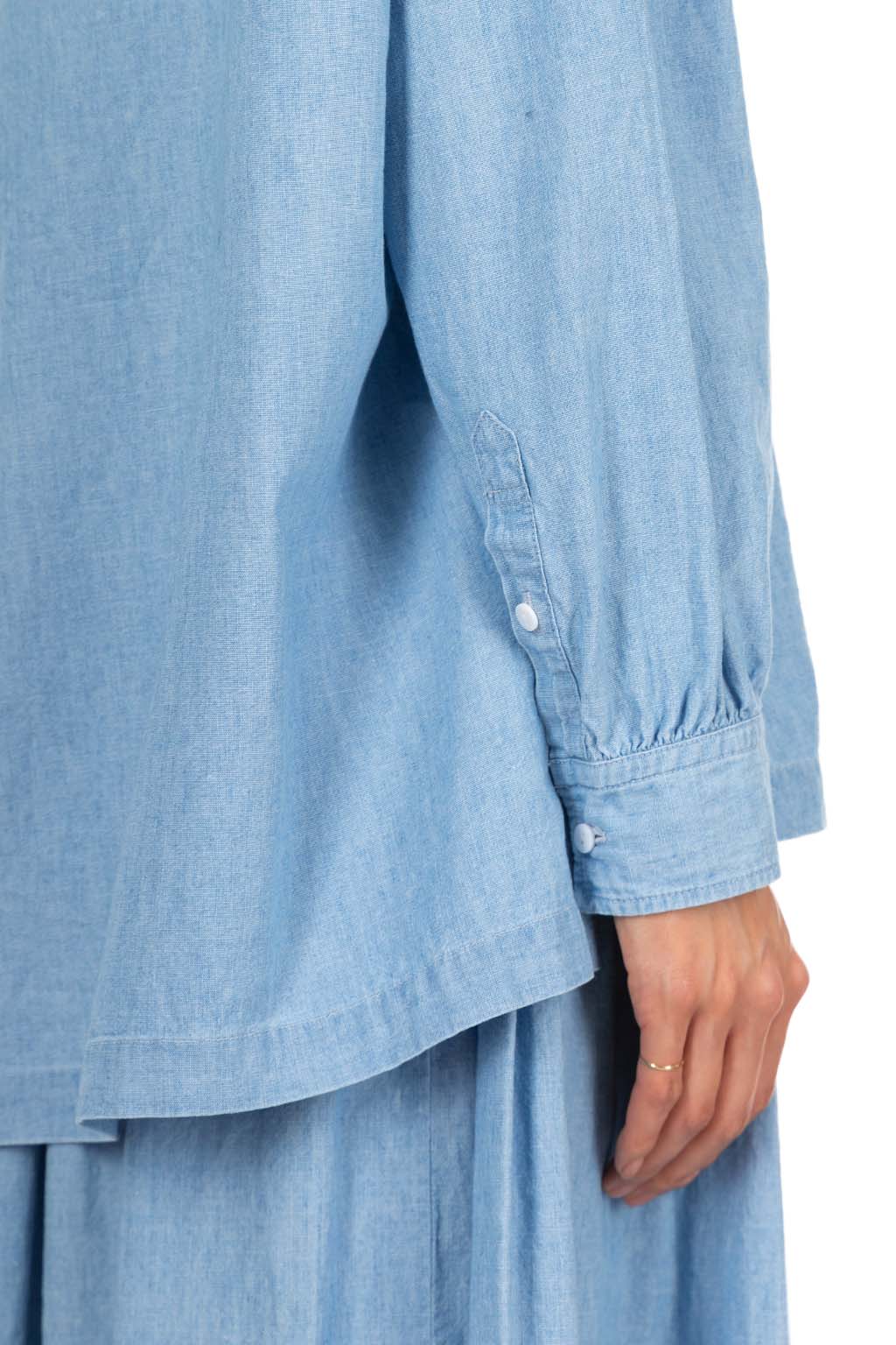 TOUJOURS - Ruffle Shirt - Indigo Blue