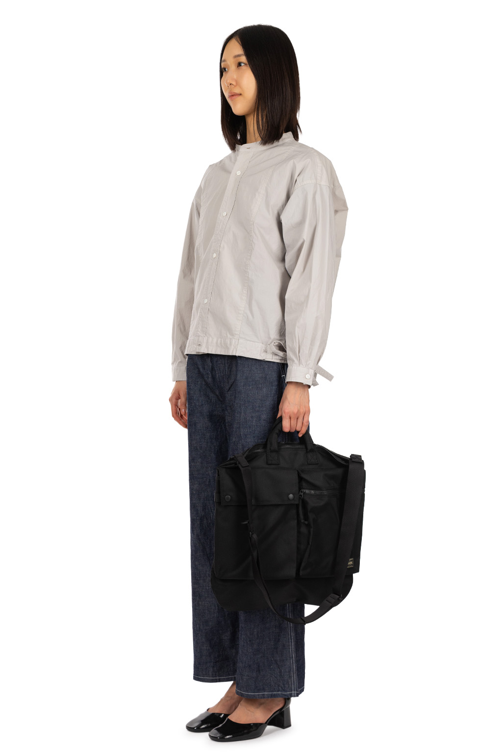 TOUJOURS - Side String Blouson Shirt - Cloud Gray