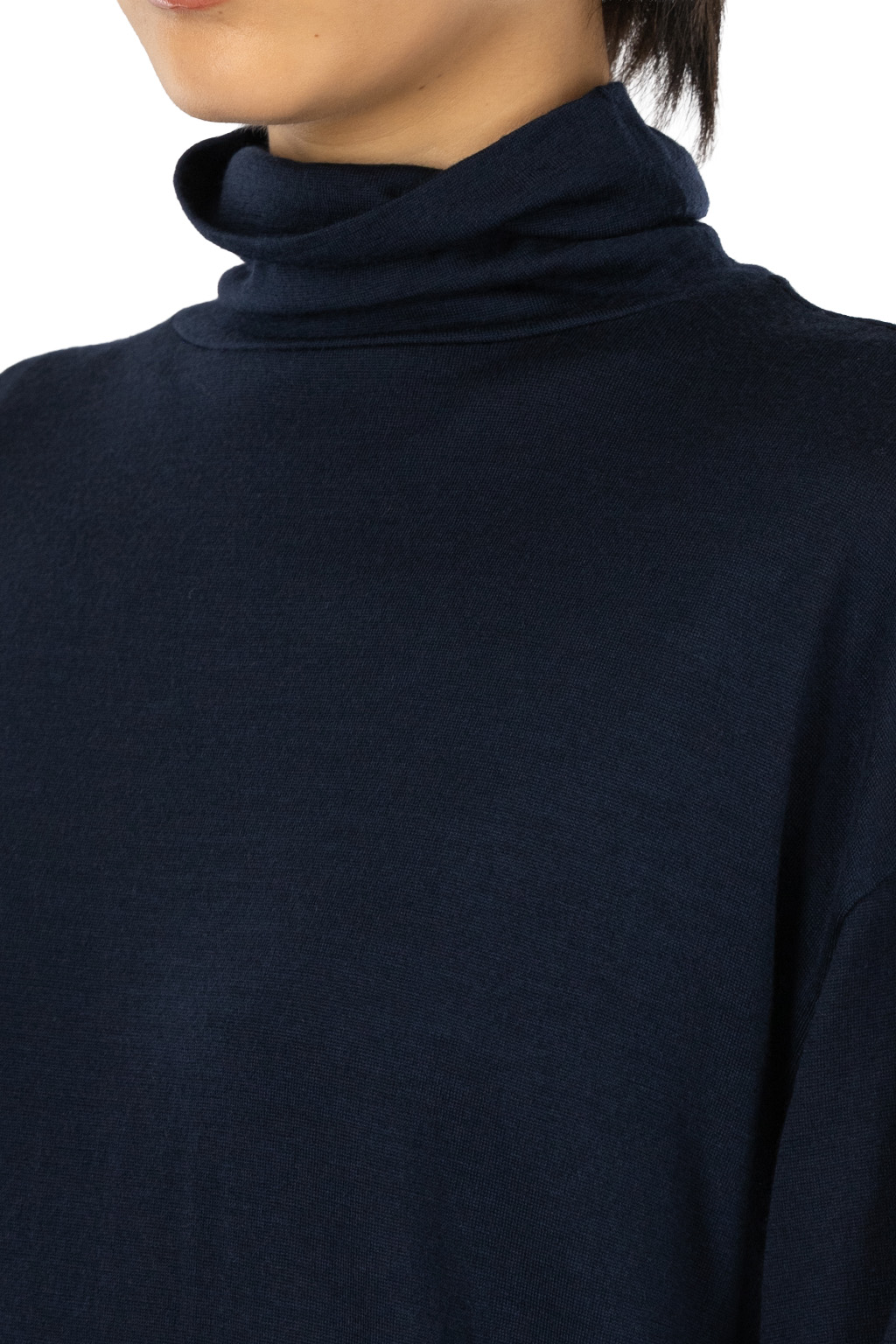 TOUJOURS - Turtle Neck Big Pullover  - Navy