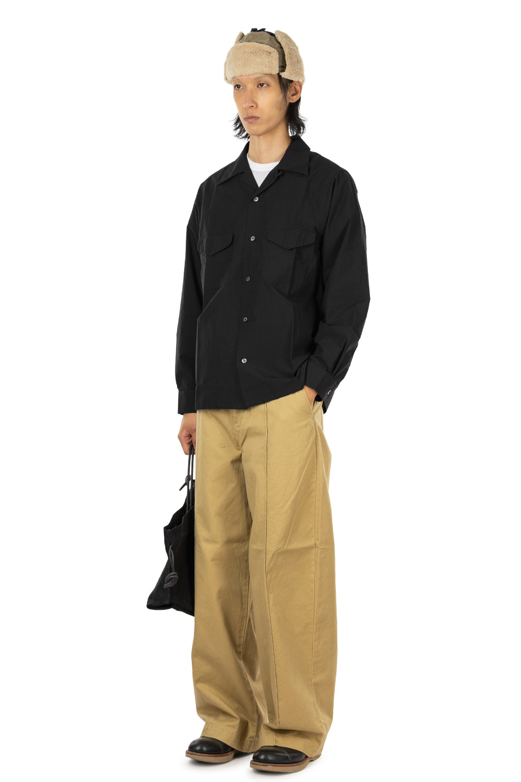Taiga Takahashi - Lot. 101 Open Collar Shirt- Black