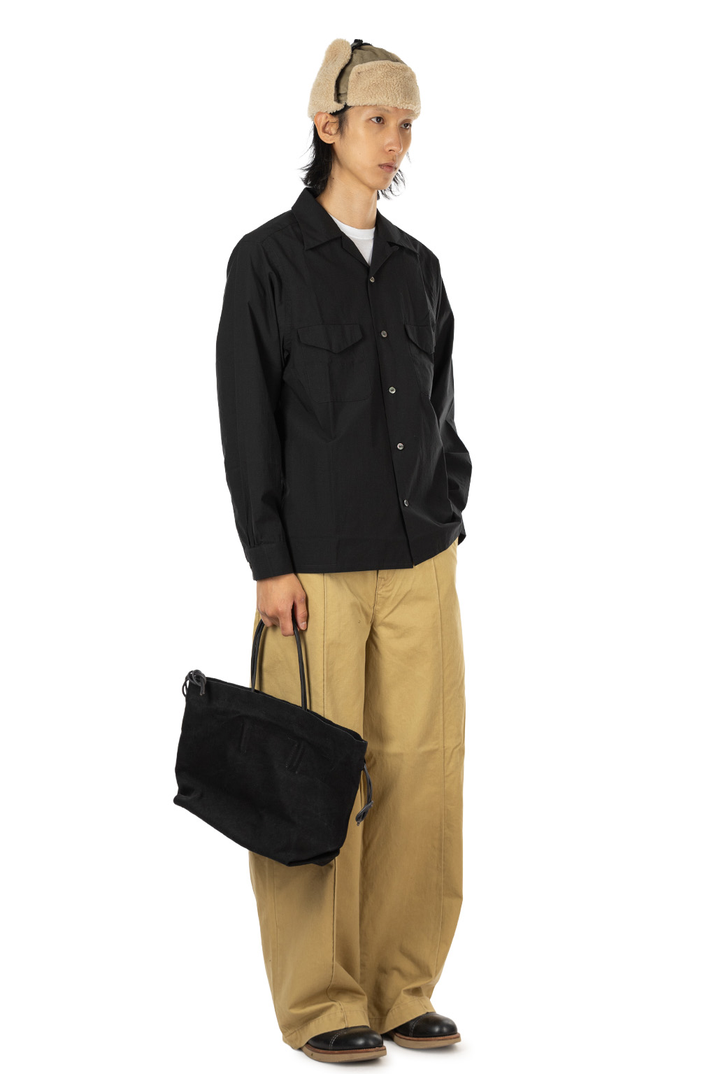 Taiga Takahashi - Lot. 101 Open Collar Shirt- Black
