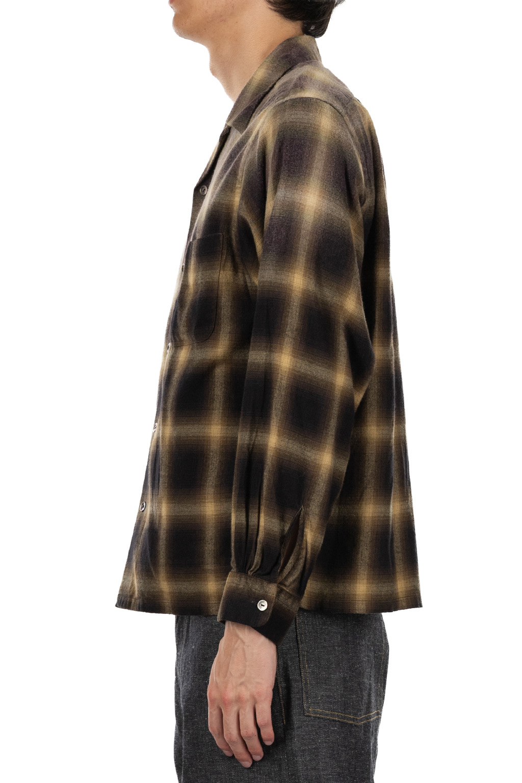 Taiga Takahashi - Lot.101 Open Collar Shirt - Bleached Beige Plaid