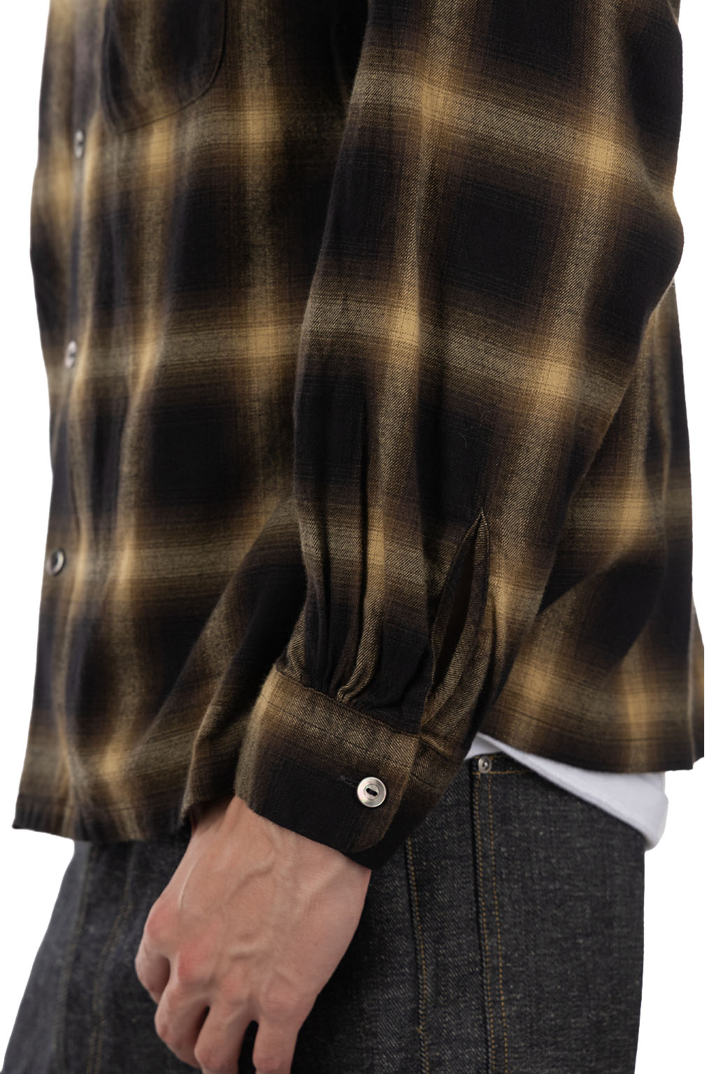 Taiga Takahashi - Lot.101 Open Collar Shirt - Bleached Beige Plaid