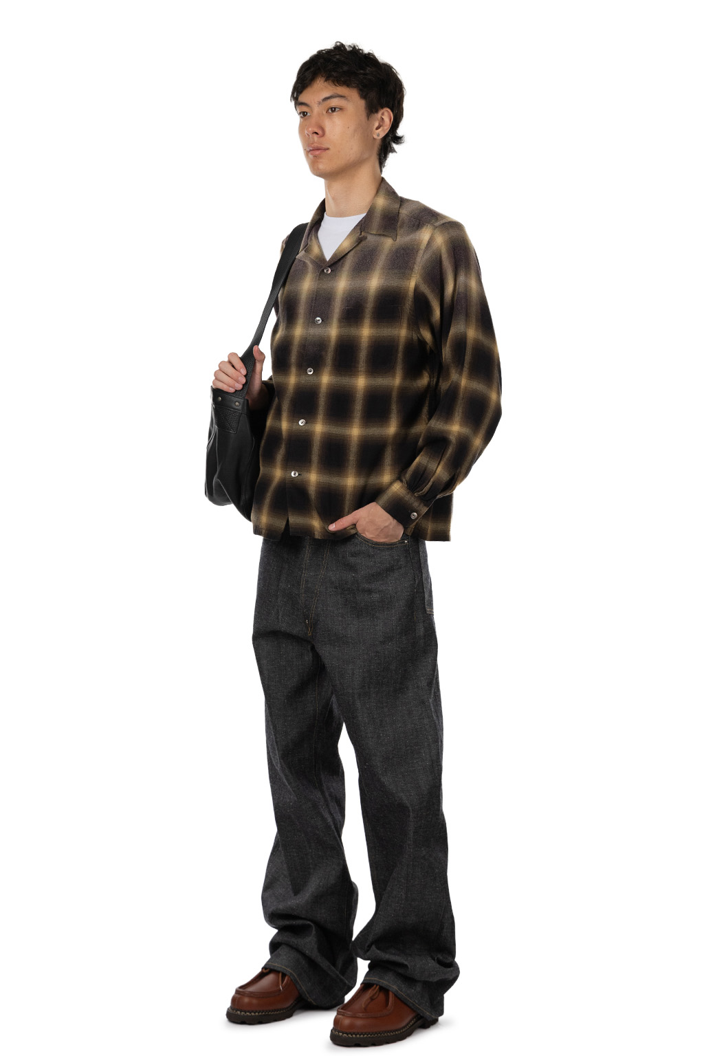 Taiga Takahashi - Lot.101 Open Collar Shirt - Bleached Beige Plaid