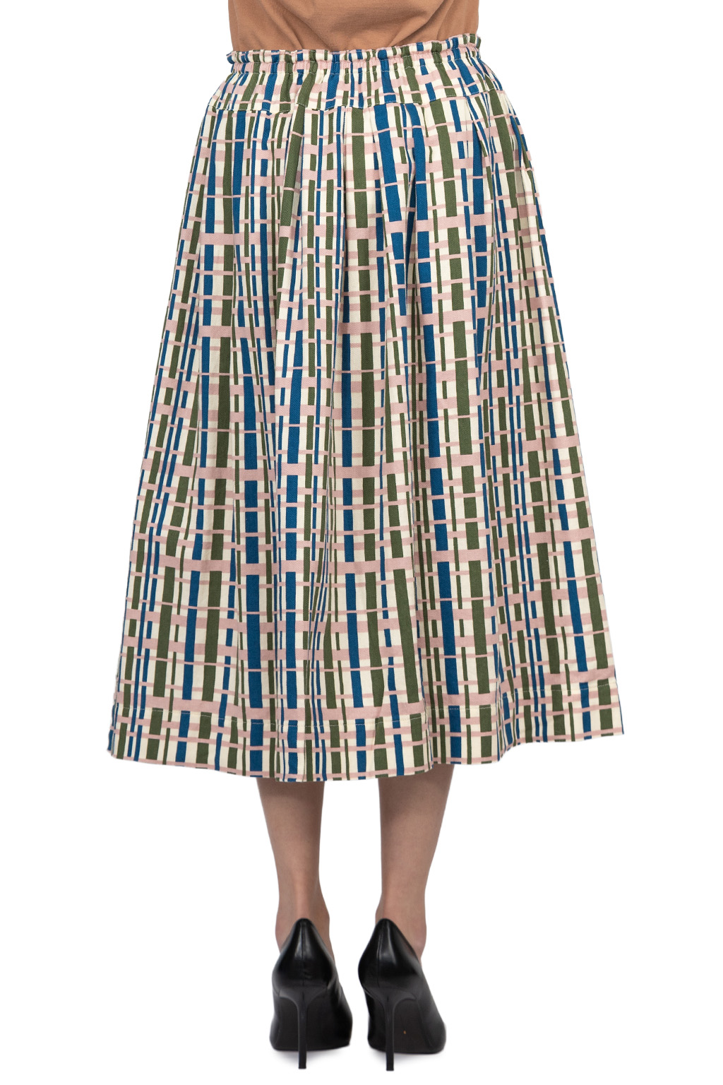 Tigre Brocante - Bamboo Check Katsuragi Ficelle Long Skirt - Pink