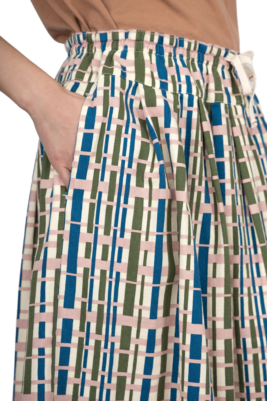 Tigre Brocante - Bamboo Check Katsuragi Ficelle Long Skirt - Pink