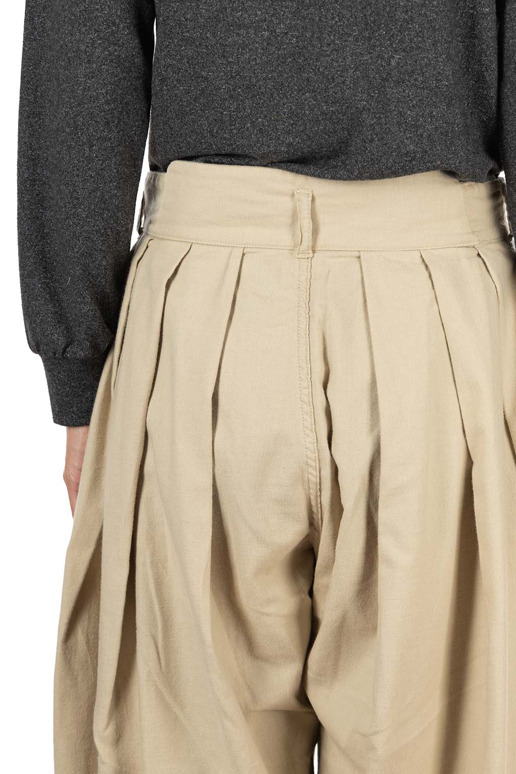 Tigre Brocante - Biella Flannel Twill Hakama Pants - Beige