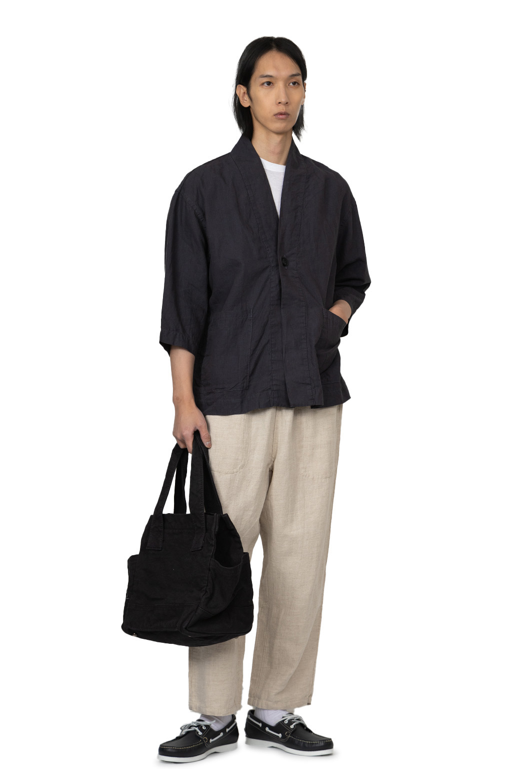 Tigre Brocante - Cotton Linen Twill Tagosaku Pants - Beige