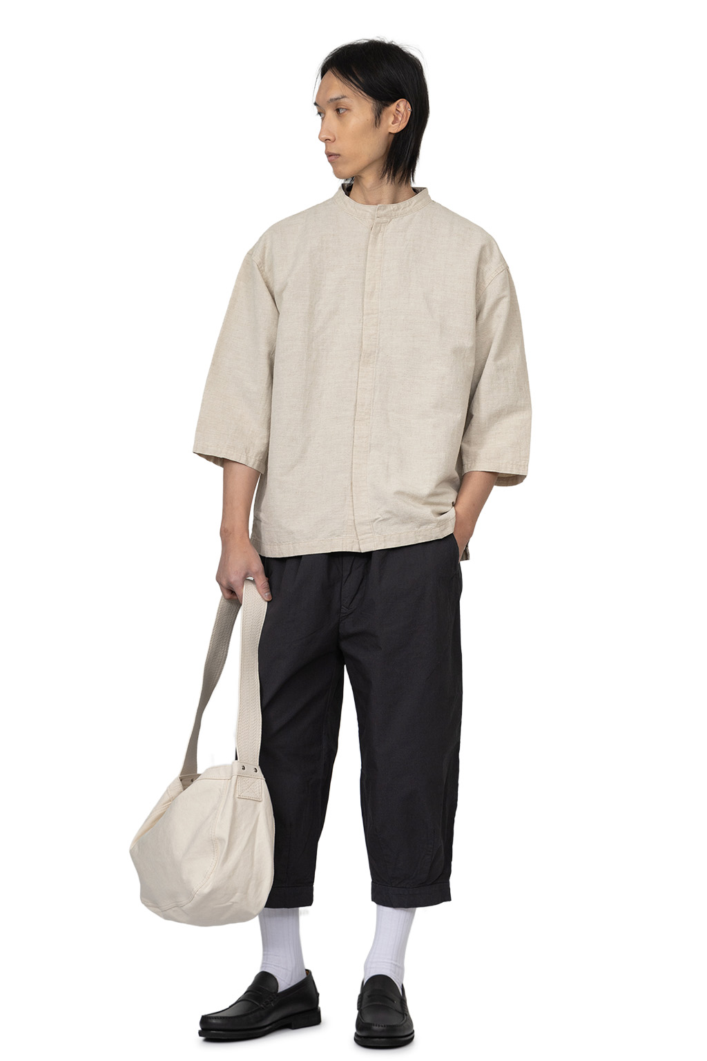 Tigre Brocante - Cotton Linen Yakko Open Shirt - Beige