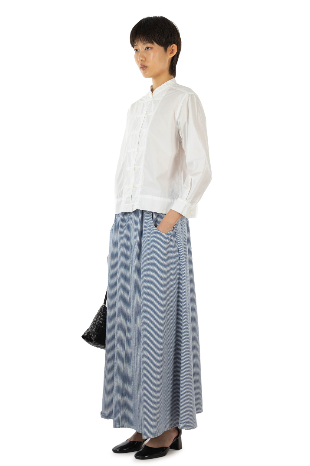 Tigre Brocante - Cotton Tencel Qipao Shirt - White