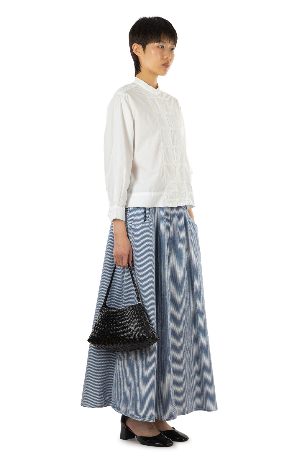 Tigre Brocante - Cotton Tencel Qipao Shirt - White