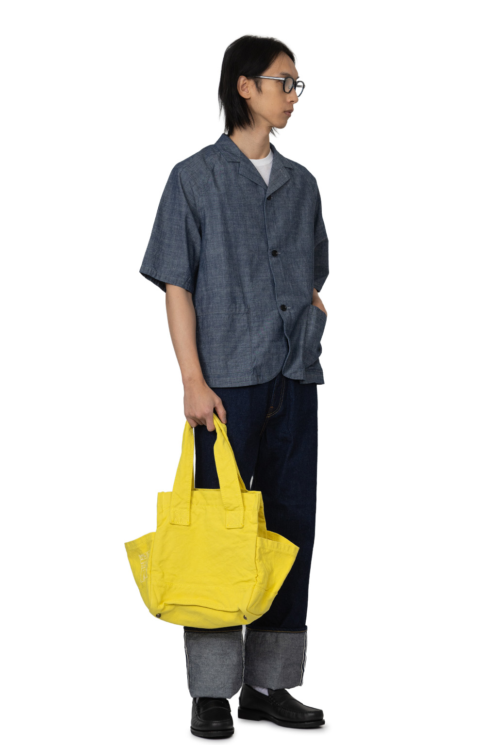 Tigre Brocante - Indigo Chambray Raglan Tailored SS Shirt - Indigo