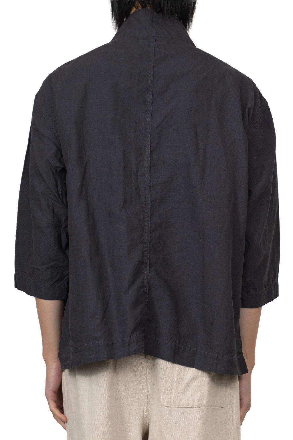 Tigre Brocante - Linen Kimono 3/4 Sleeve Shirt - Sumi