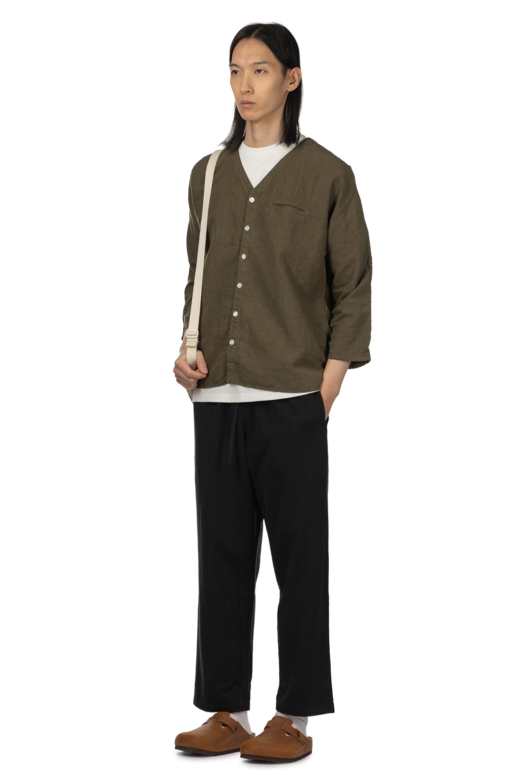 Tigre Brocante - Linen V-Neck Cardigan - Khaki