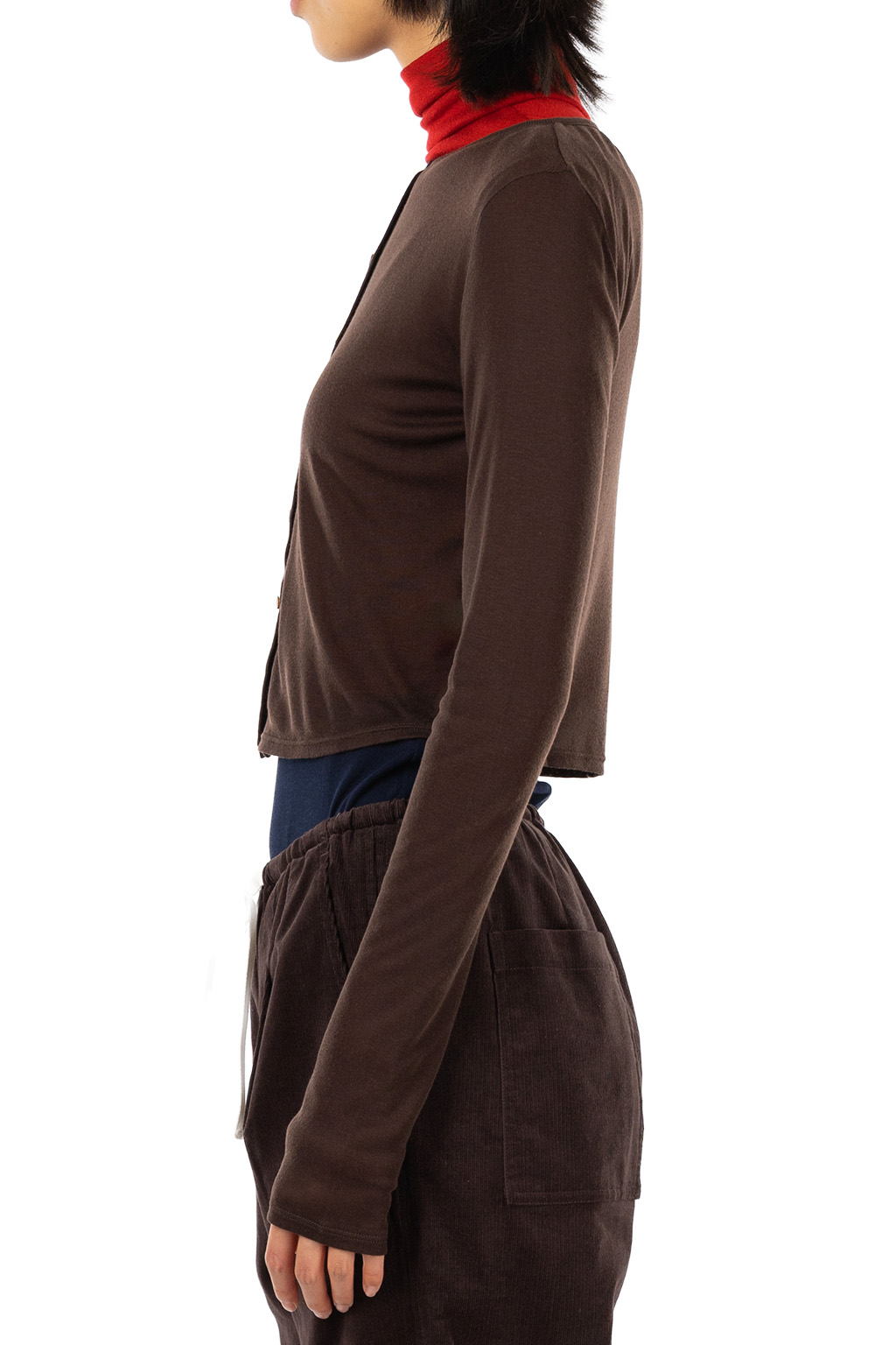 Tu es mon Tresor - Cropped Cardigan - Tencel Cashmere - Brown