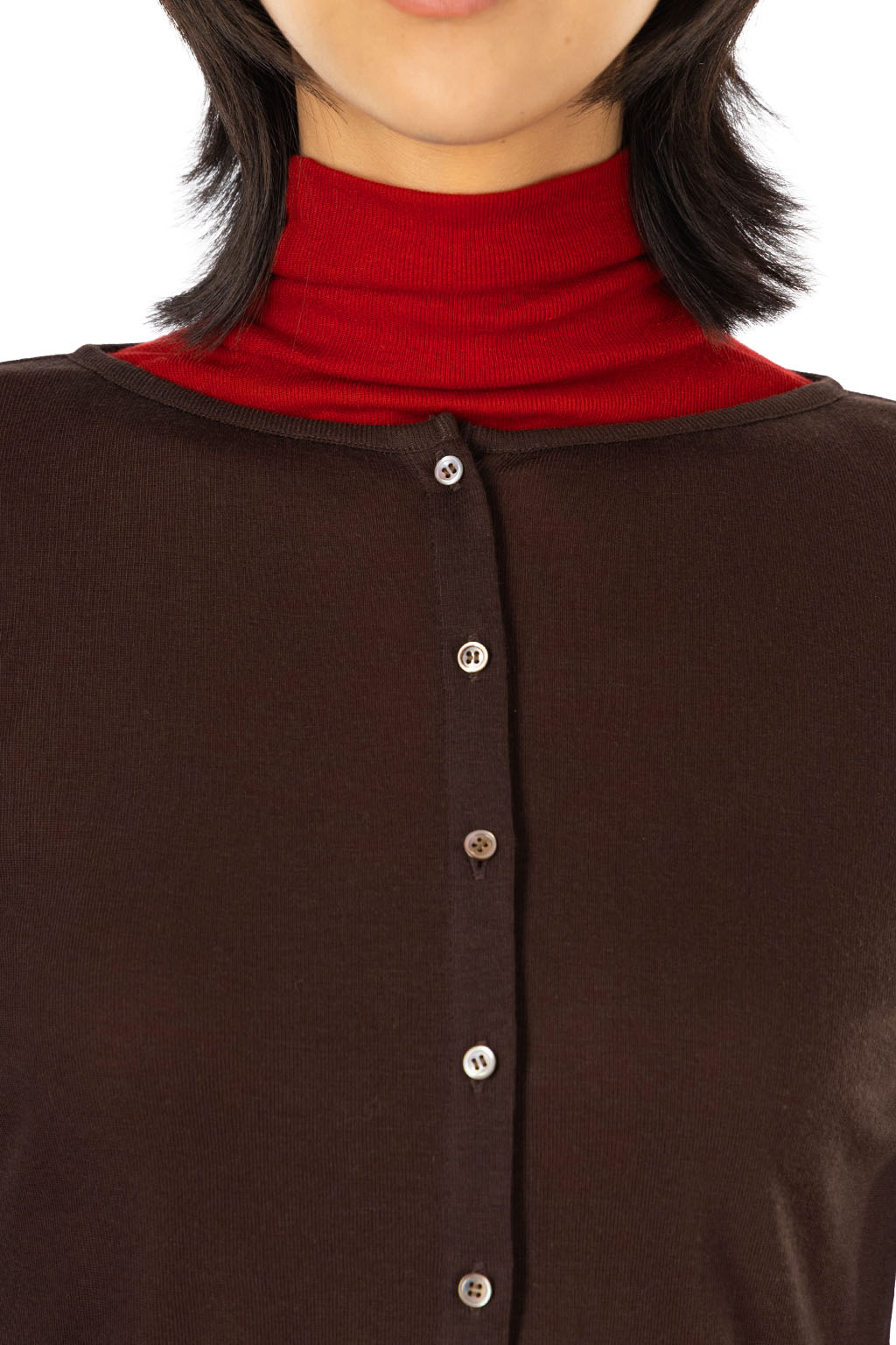 Tu es mon Tresor - Cropped Cardigan - Tencel Cashmere - Brown