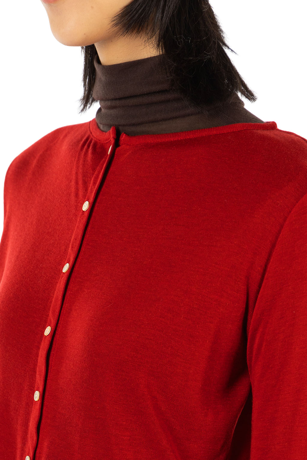 Tu es mon Tresor - Cropped Cardigan - Tencel Cashmere - Red