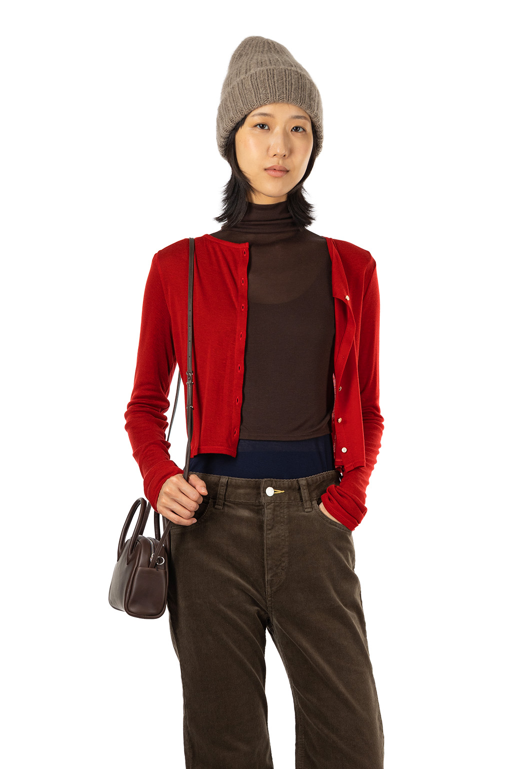 Tu es mon Tresor - Cropped Cardigan - Tencel Cashmere - Red