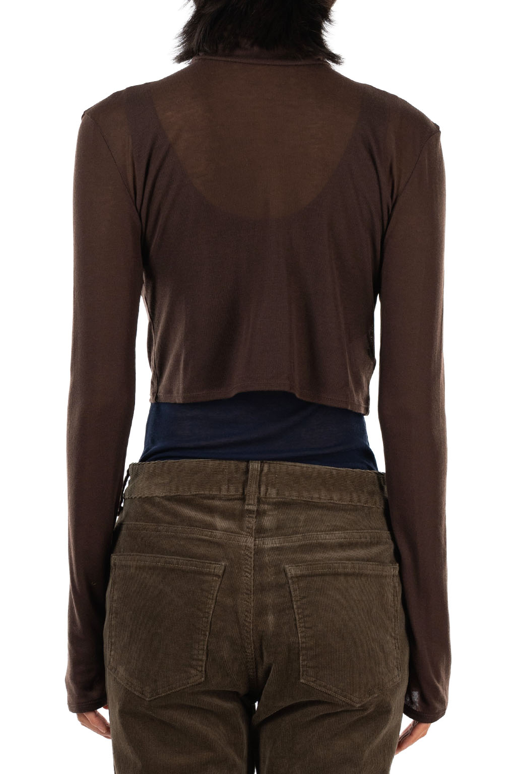 Tu es mon Tresor - Turtleneck Cropped Top - Tencel Cashmere - Brown