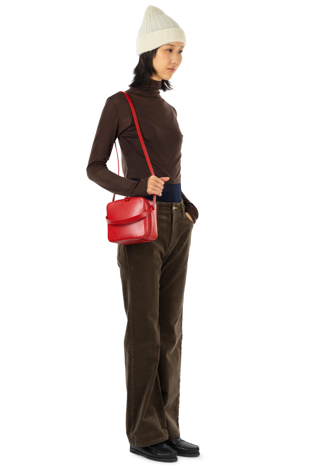 Tu es mon Tresor - Turtleneck Cropped Top - Tencel Cashmere - Brown