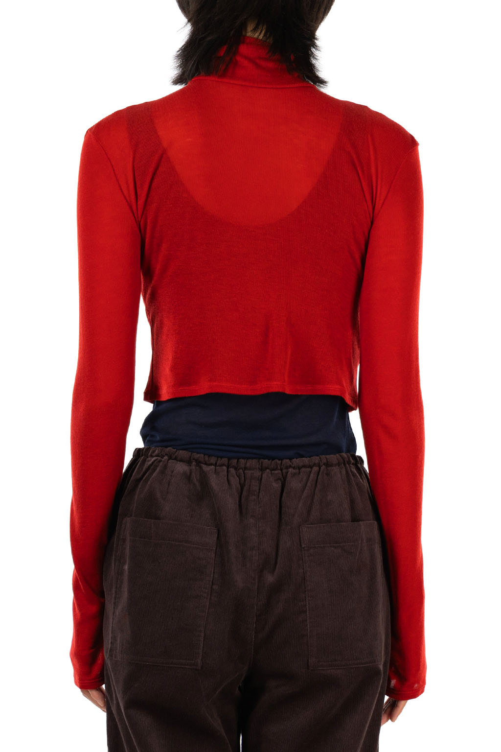 Tu es mon Tresor - Turtleneck Cropped Top - Tencel Cashmere - Red