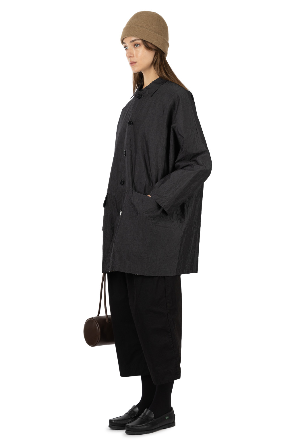 Veritecoeur - Box Half Coat - Black x Black Check