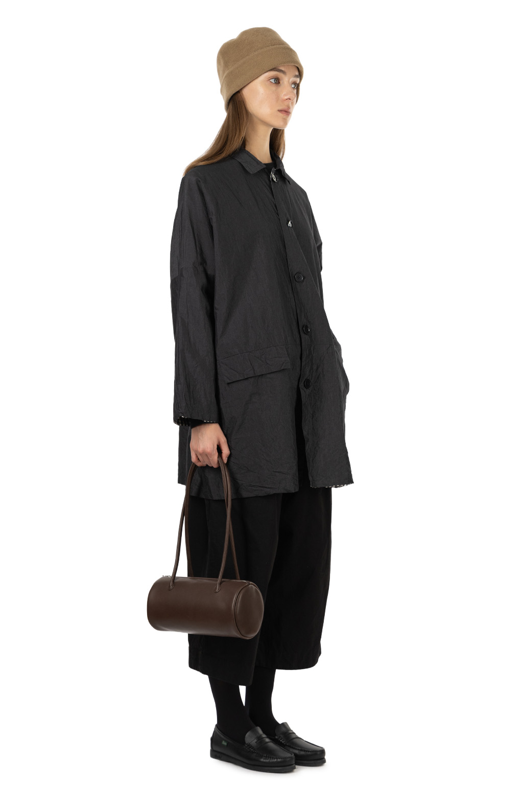 Veritecoeur - Box Half Coat - Black x Black Check