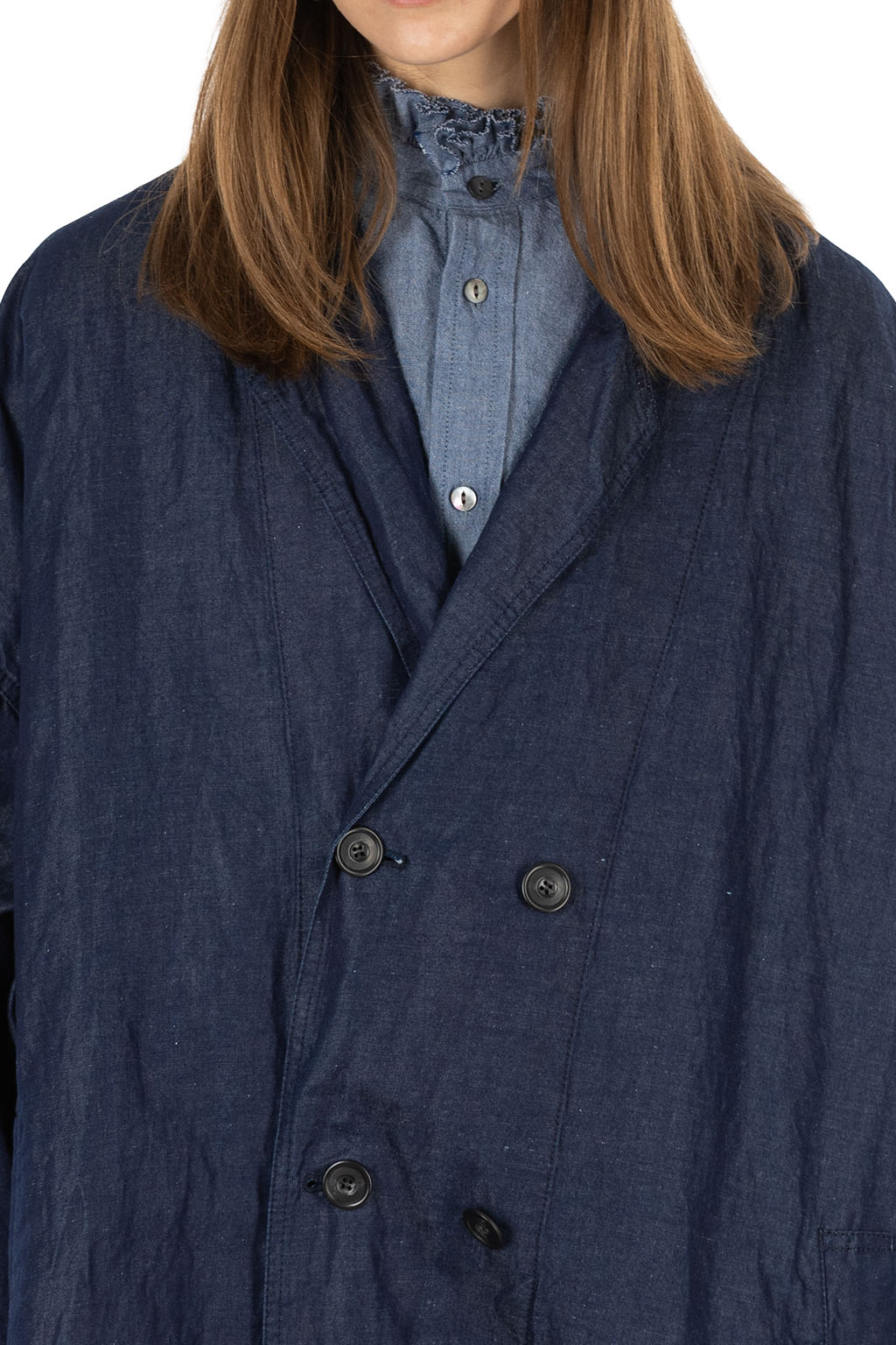 Veritecoeur - Double Button Coat - Indigo One Wash