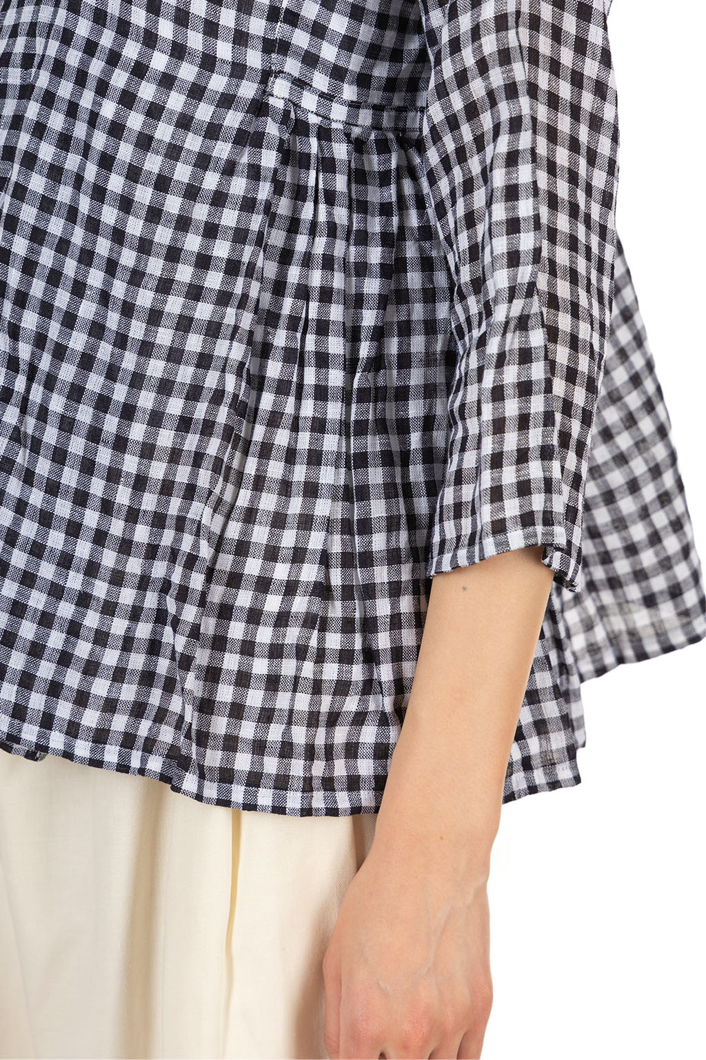 Veritecoeur - Gingham Check Wrap Blouse - Black Check