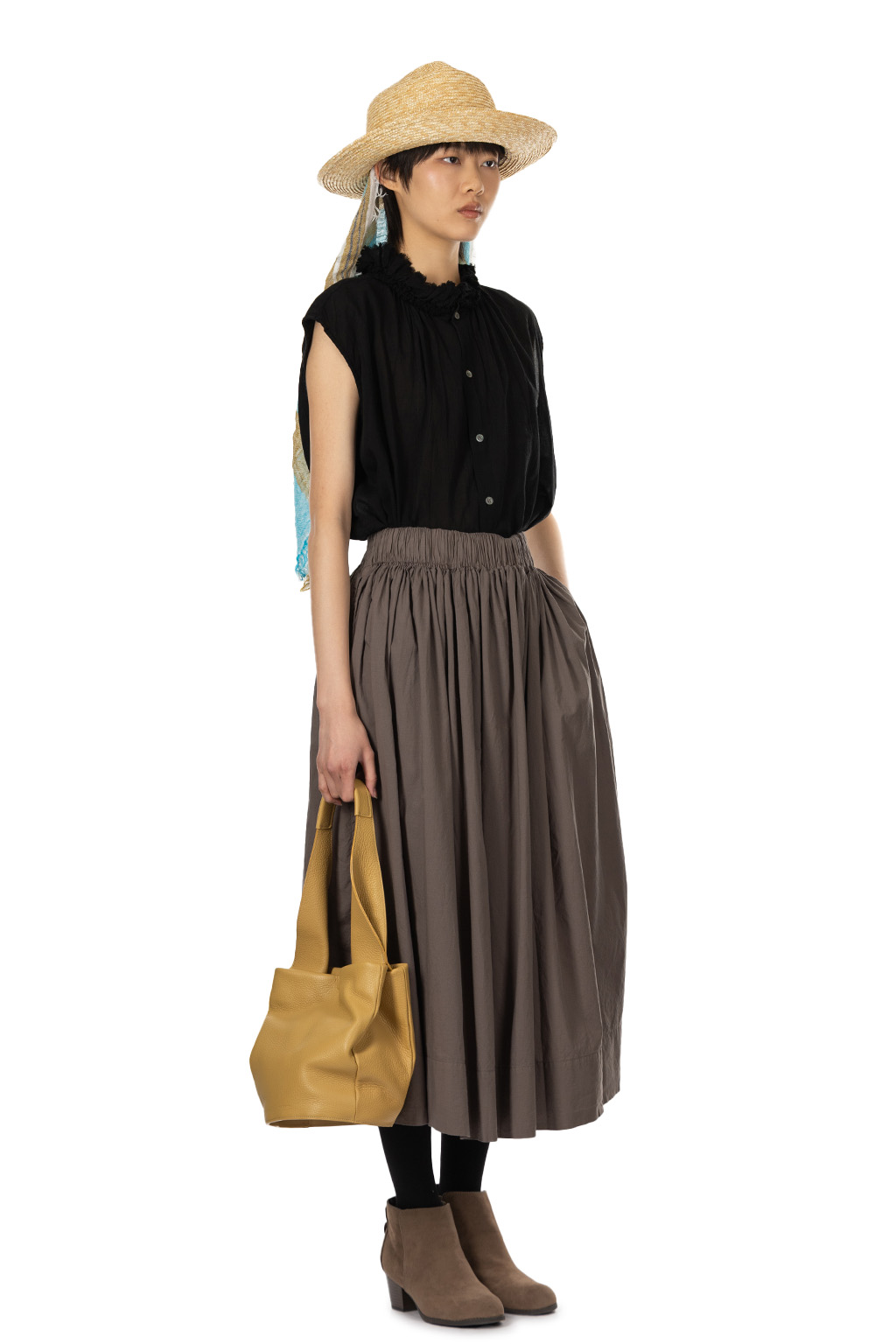 Veritecoeur - Shirred Skirt - Gray