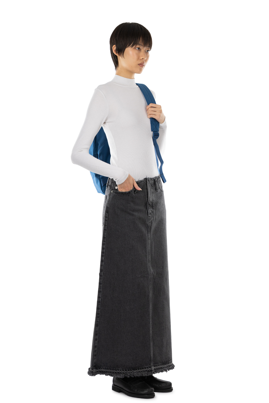 YLEVE - 13.5oz Denim Skirt - Charcoal